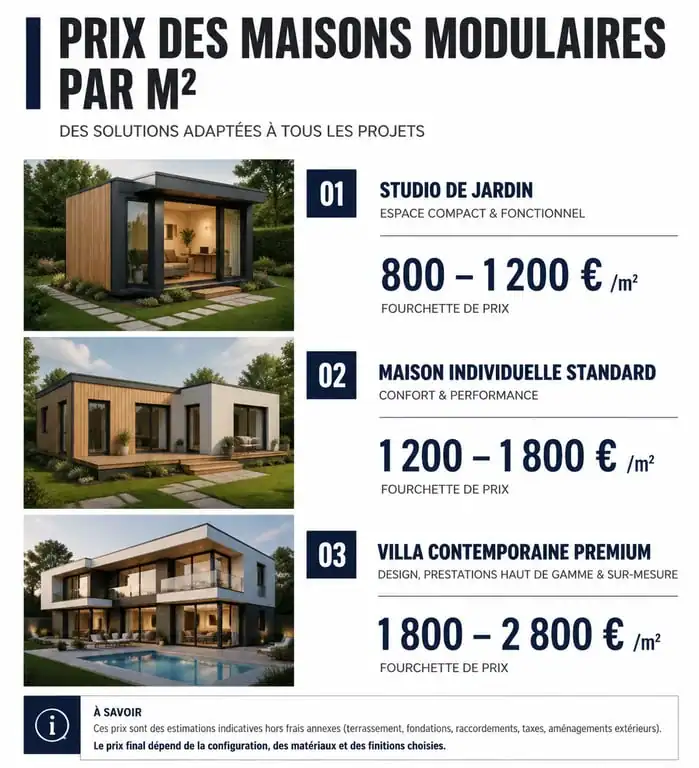 Comparatif des budgets pour une maison modulaire clé en main par type de projet