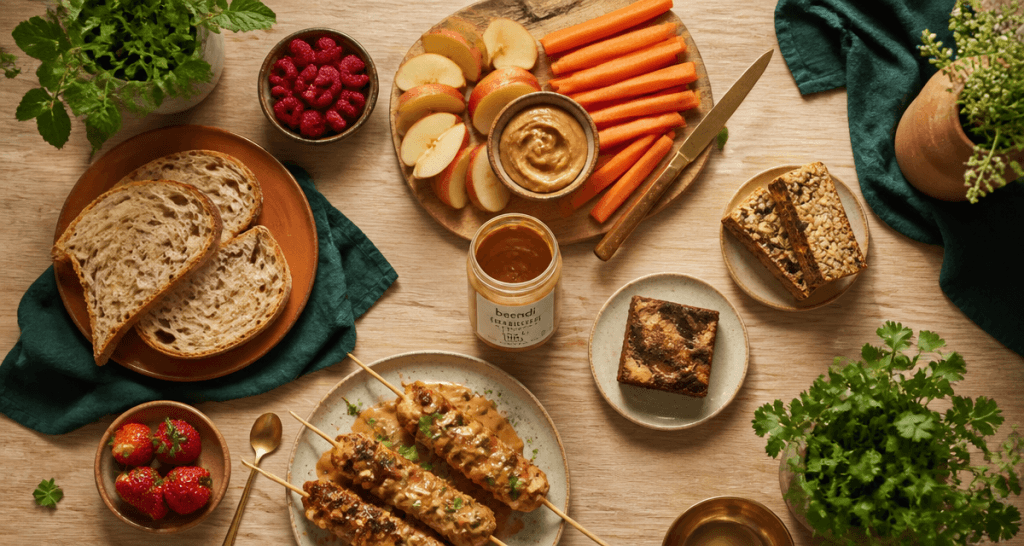 avec quoi manger du beurre de cacahuete pommes carottes tartines fruits brochettes