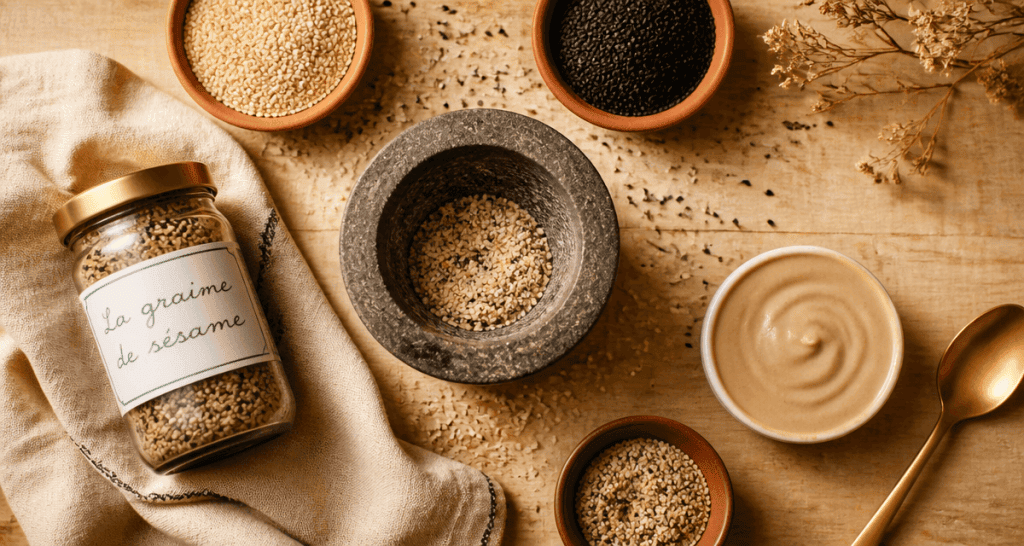 comment consommer les graines de sesame mortier bols tahini gomasio