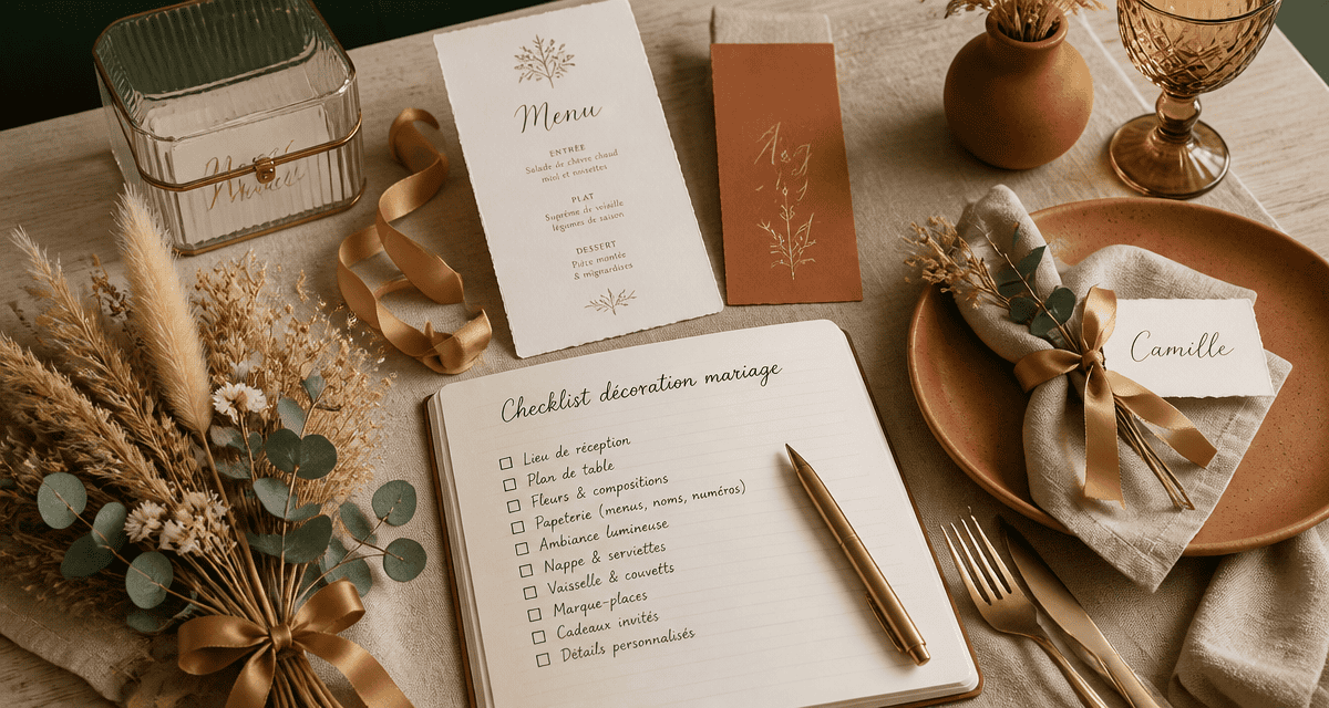 decos de mariage flat lay accessoires élégants
