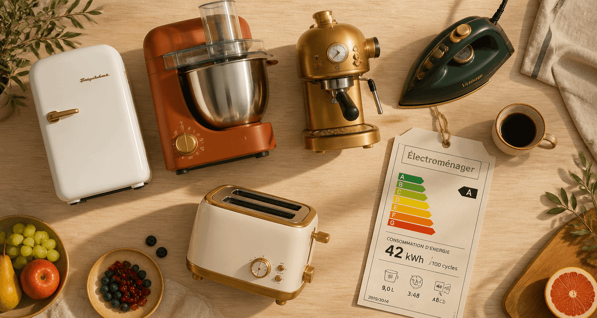 Électroménager définition, appareils et étiquette énergétique sur table