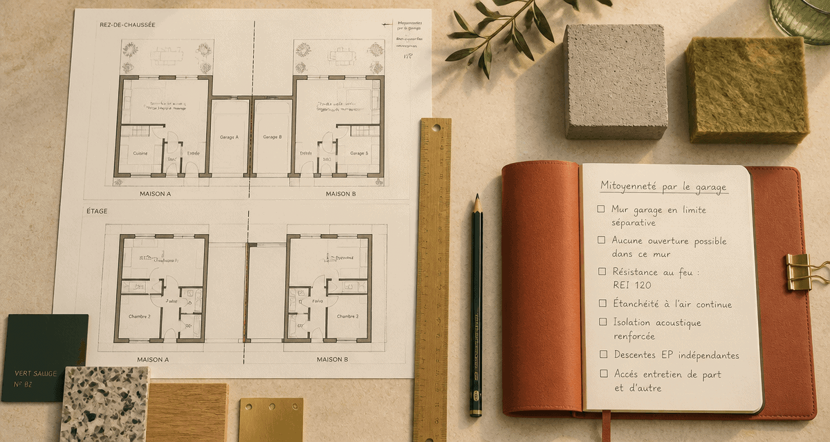 Plan maison mitoyenne par le garage bureau architecte