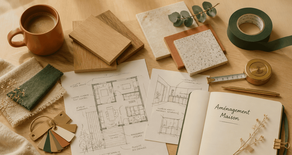 Mon amenagement maison plan materiaux bois croquis