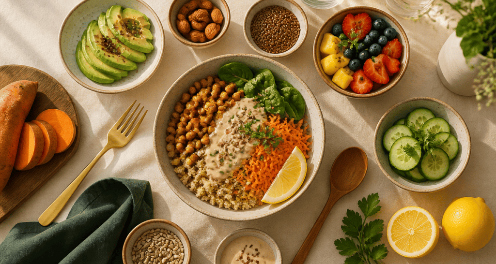 nourriture healthy bowl légumes quinoa pois chiches