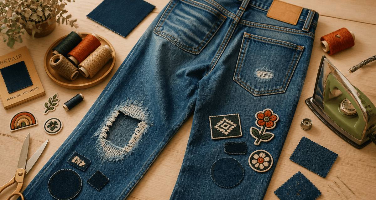 réparer un trou dans un jean sans machine à coudre patchs et outils