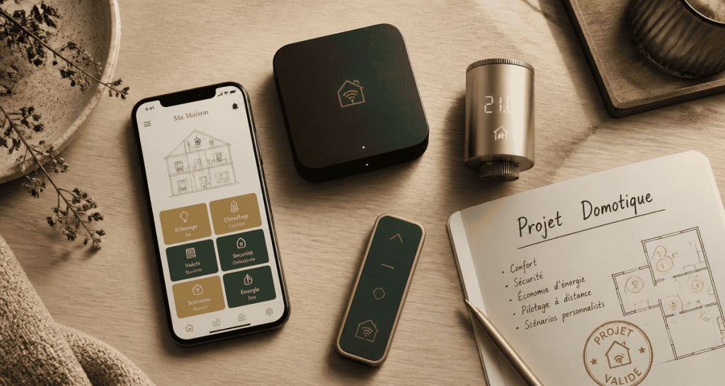 système domotique smartphone box vanne carnet