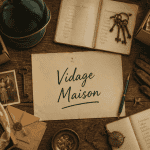 Vue flat-lay vidage maison avec cartons et objets anciens