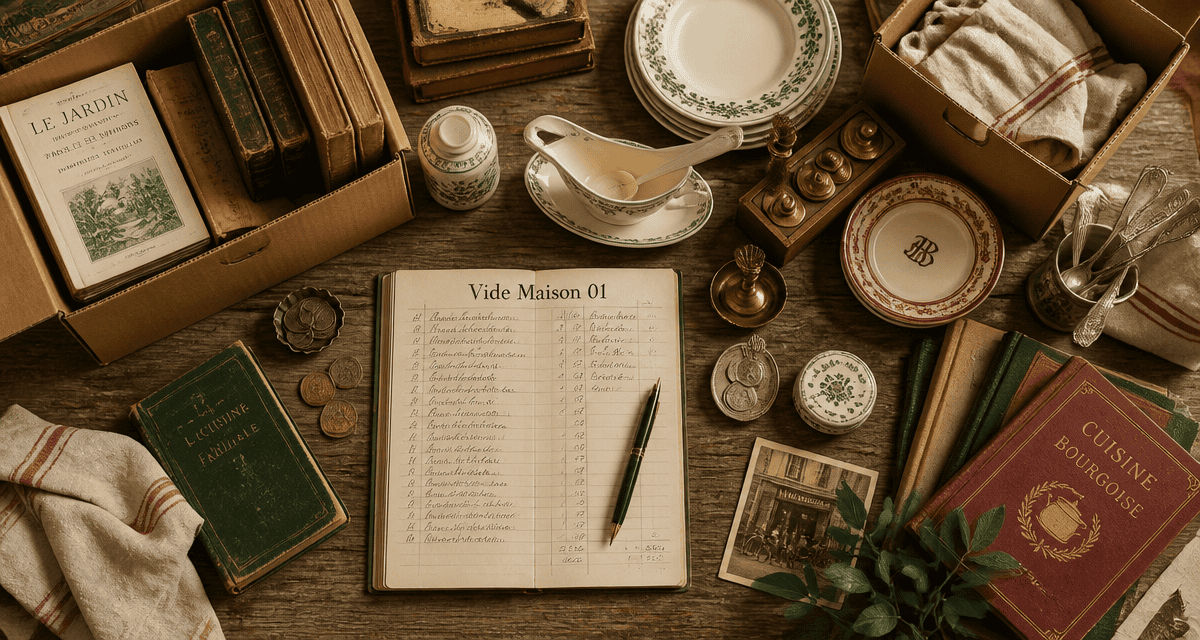 vide maison 01 table tri objets anciens