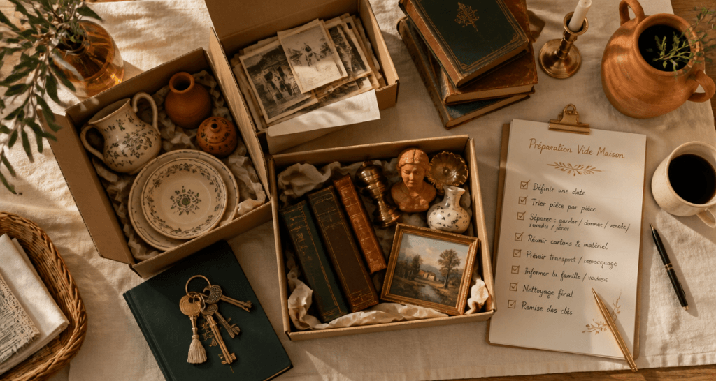 Vide maison Royan objets sur table checklist
