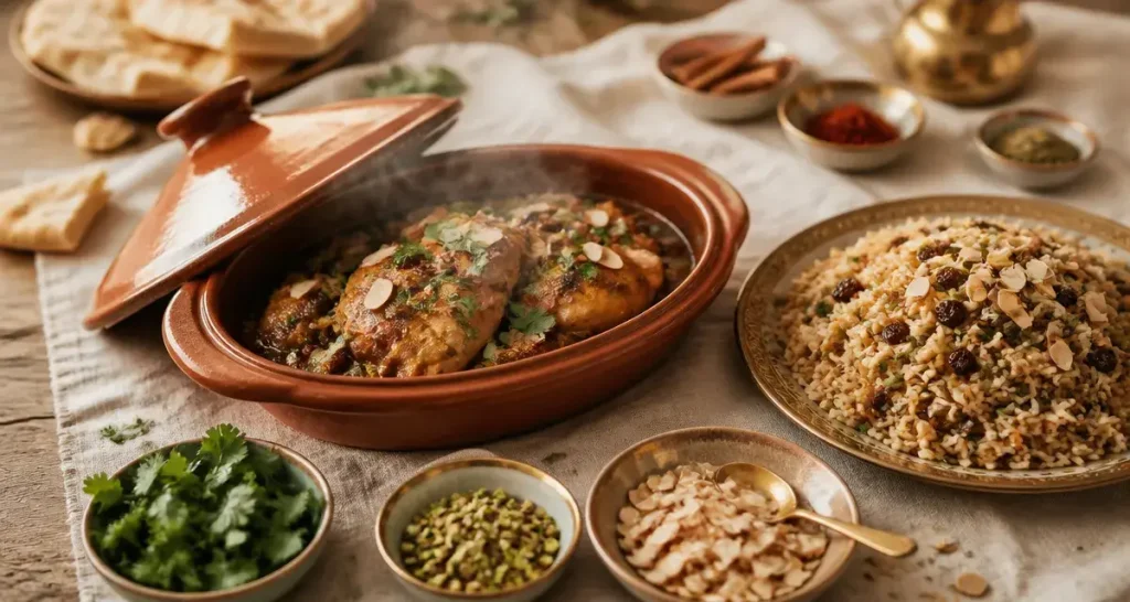 Accompagnement tajine : riz pilaf aux amandes et raisins secs