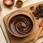 Comment faire fondre du chocolat au micro ondes : bol de chocolat noir fondu lisse et brillant