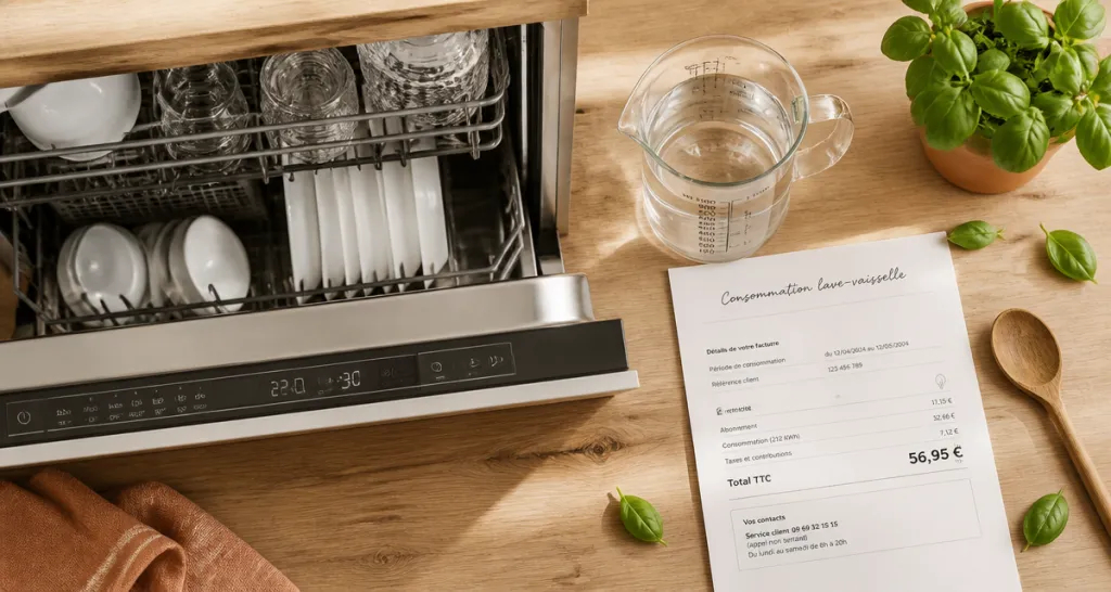 consommation lave vaisselle sur facture cuisine