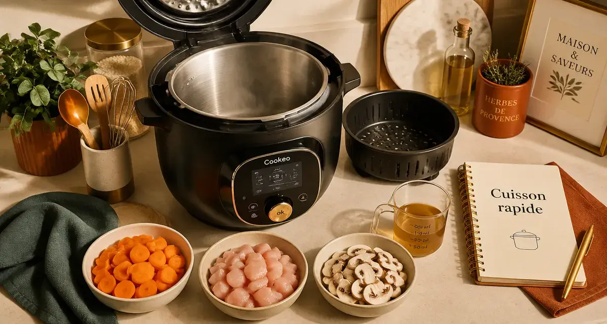 Cuisson rapide cookeo : ingrédients prêts pour une cuisson vapeur