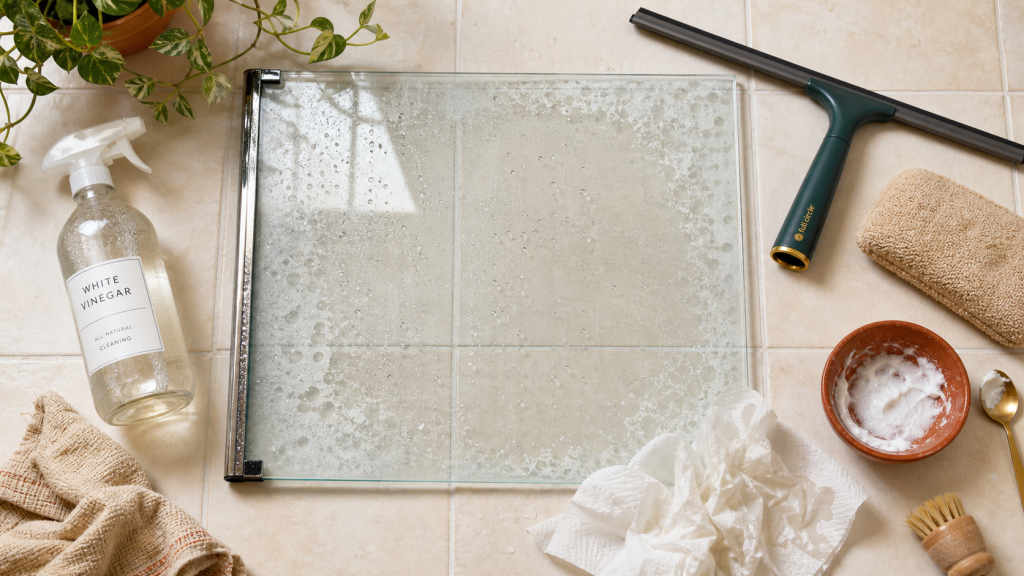 Vinaigre et bicarbonate pour enlever le calcaire sur les parois de douche