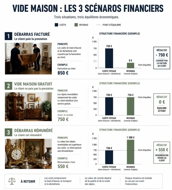 Infographie explicative des tarifs et formules pour un vide maison à Angers
