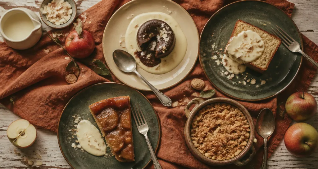 gâteau pour accompagner une crème anglaise, fondant, cake, tarte Tatin et crumble