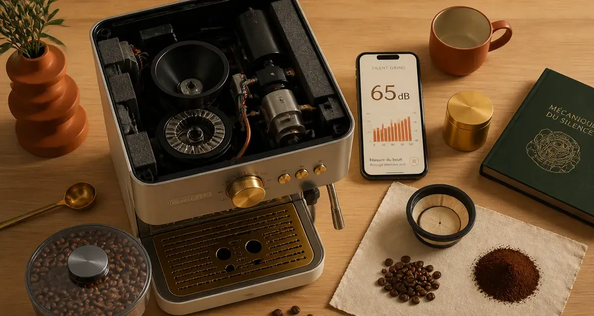 Meilleure machine à café avec broyeur silencieux, 65 dB, café en grains