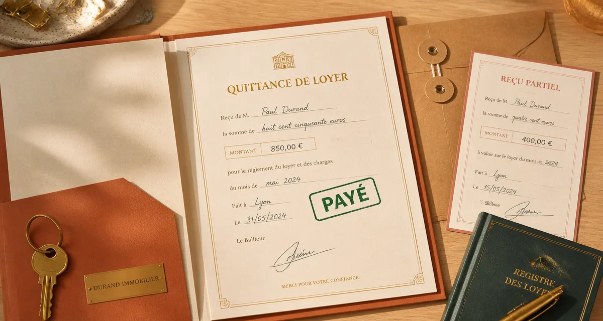 À quoi sert une quittance de loyer : mentions légales PAYÉ, tampon et signature