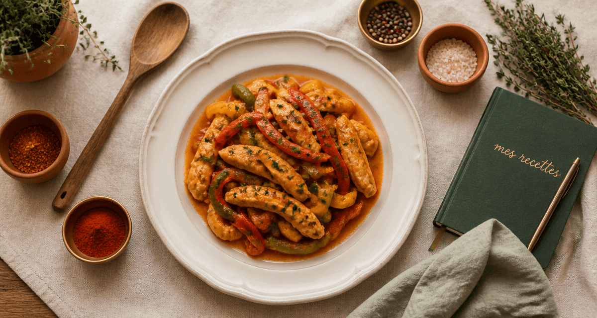 recette poulet poivron en sauce assiette