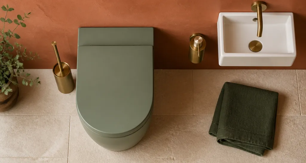 toilette coloré moderne vert et terracotta