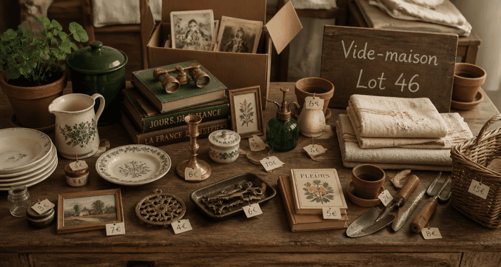 vide maison 46 objets triés table Lot