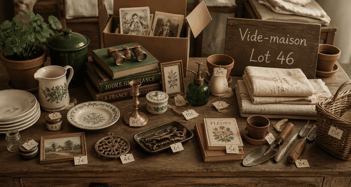 vide maison 46 objets triés table Lot