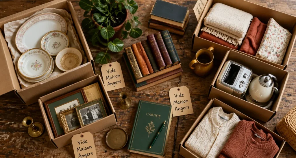 Vide maison Angers cartons objets triés