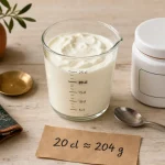 20 cl crème fraîche épaisse en gramme : 204 g (image crème fraîche épaisse)
