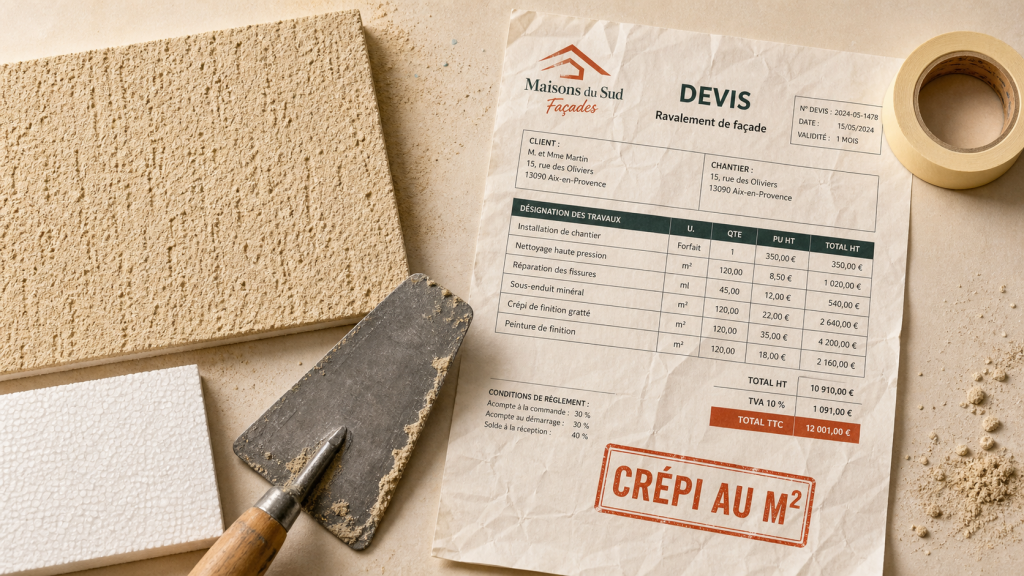 Crepi prix m2 : devis ravalement, isolation et préparation façade