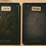 Difference entre catalyse et pyrolyse : traces graisse diffuses vs résidus carbonisés en cendres (200-250°C vs 450-500°C)