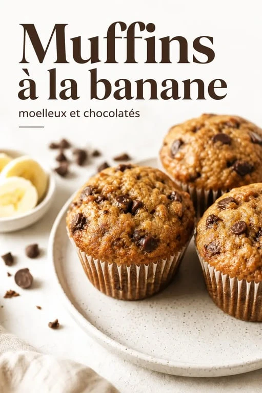 Muffins à la banane moelleux faits maison sur une assiette en céramique