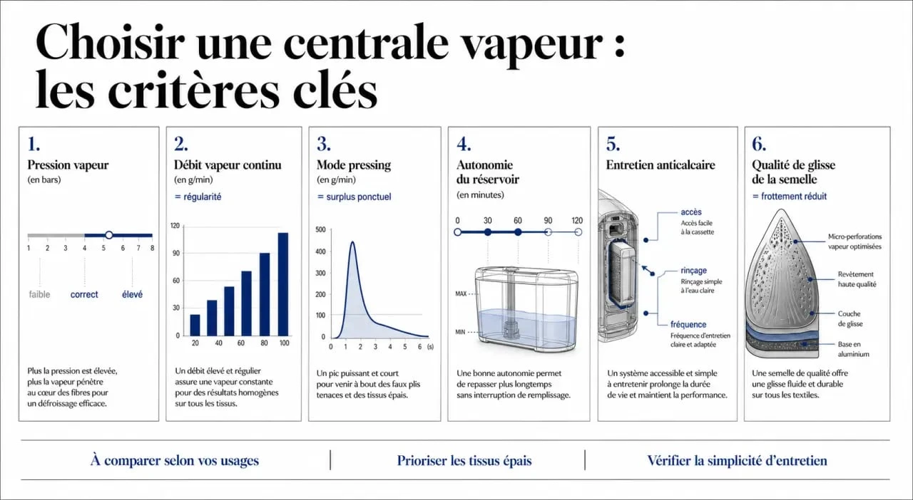 Comparatif visuel pour choisir la meilleure centrale vapeur selon la pression, le débit vapeur, l’autonomie et l’entretien