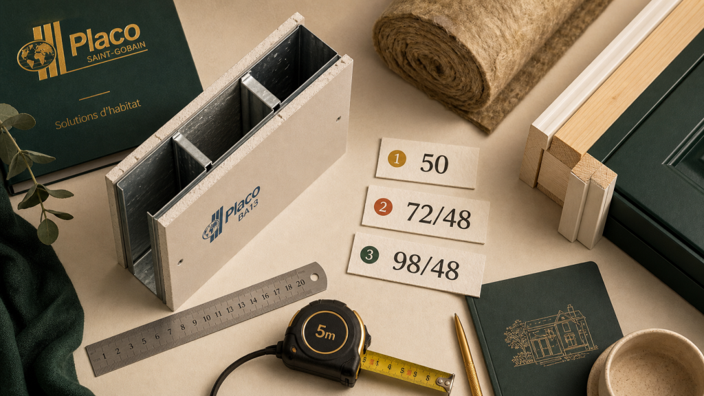 Epaisseur cloison placo 72/48 et 98/48, double peau sans se tromper