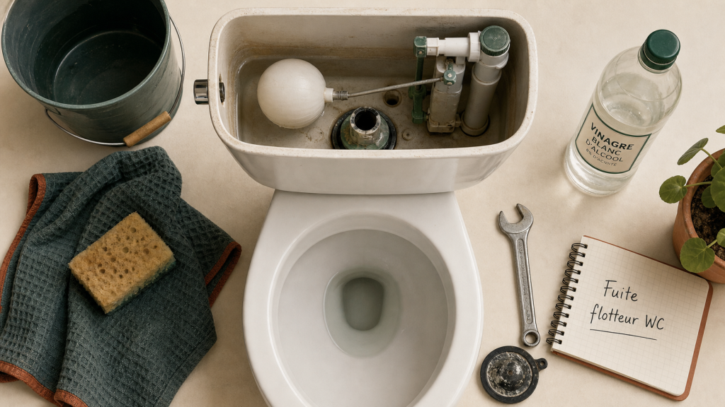 Fuite flotteur WC : test du trop-plein et pièces à réparer