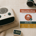 Meilleur radiateur soufflant salle de bain, sécurité IP24, grille d’entrée d’air