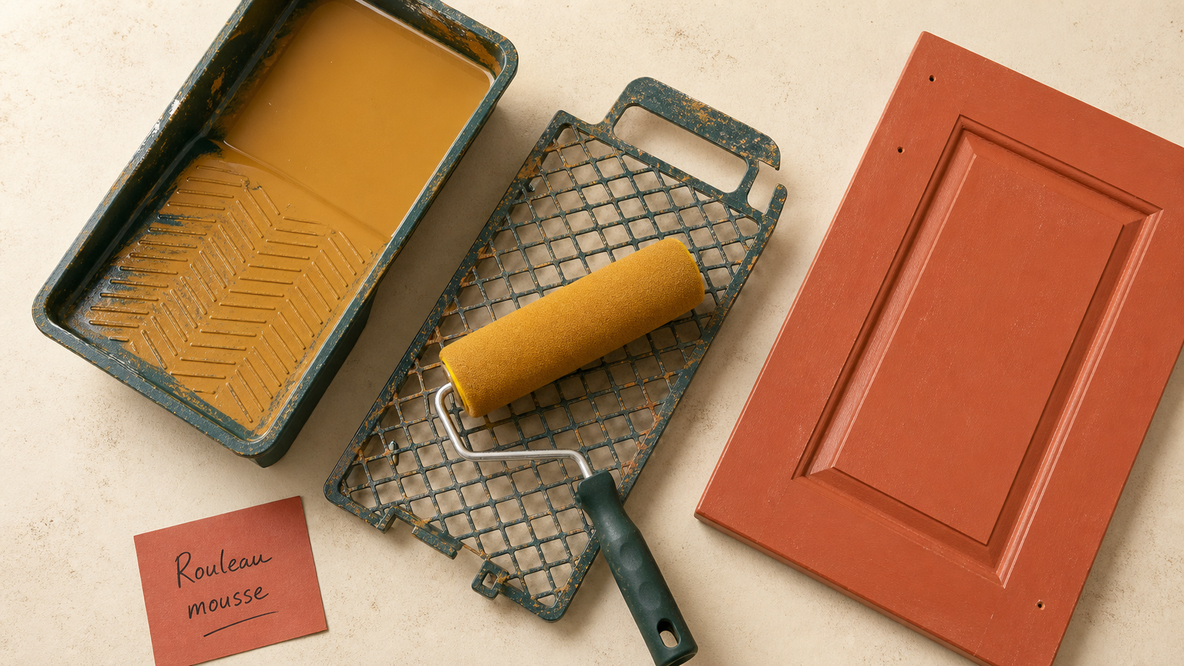 Rouleau en mousse pour quelle peinture : vernis, acrylique, glycéro sur bac et grille