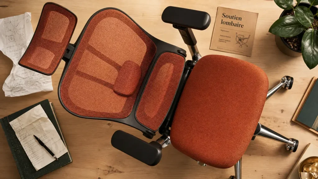 Top chaise ergonomique avec soutien lombaire réglable et mesh respirant
