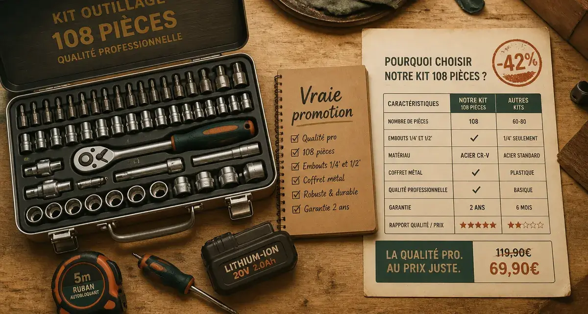 Bons plans bricolage : kit d’outillage en promotion -42% avec outils