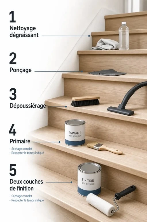 Peinture pour escalier en bois : étapes de préparation et d’application sur marches
