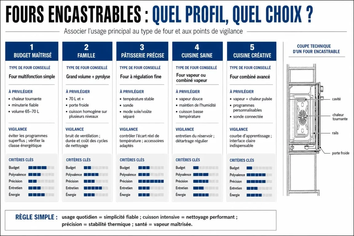Comparatif four encastrable : profils d’achat et critères à privilégier