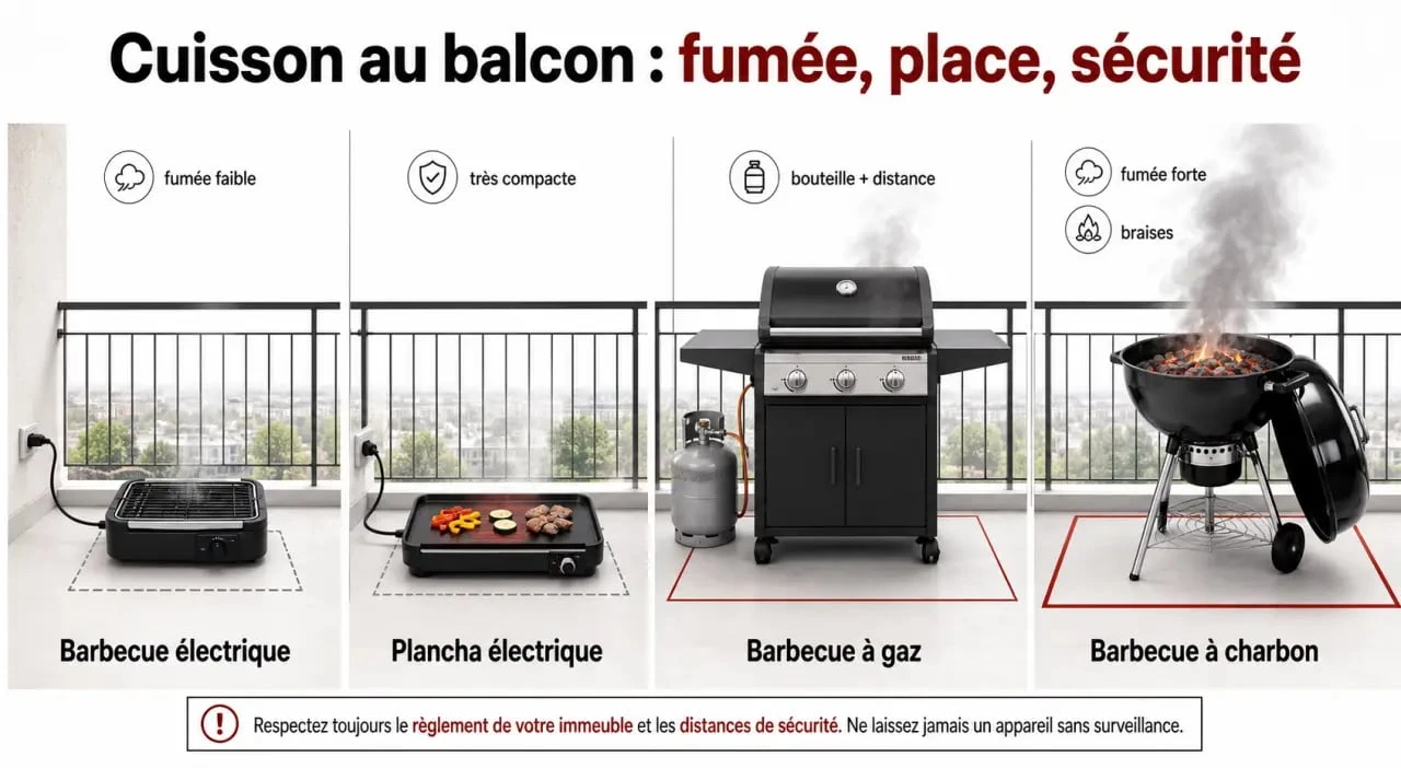 Barbecue balcon : comparaison visuelle des appareils adaptés à un balcon d’appartement