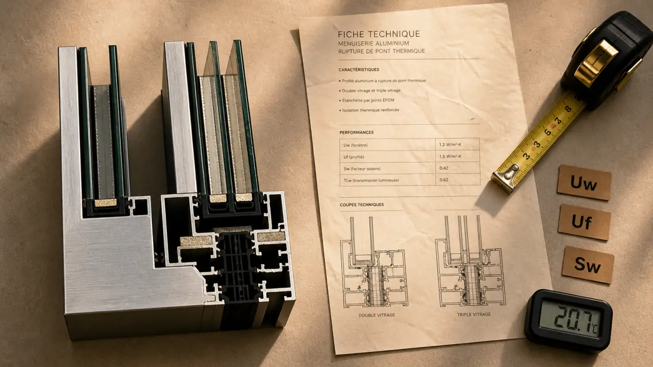 Isolation thermique fenêtre alu : rupture de pont thermique et Uw