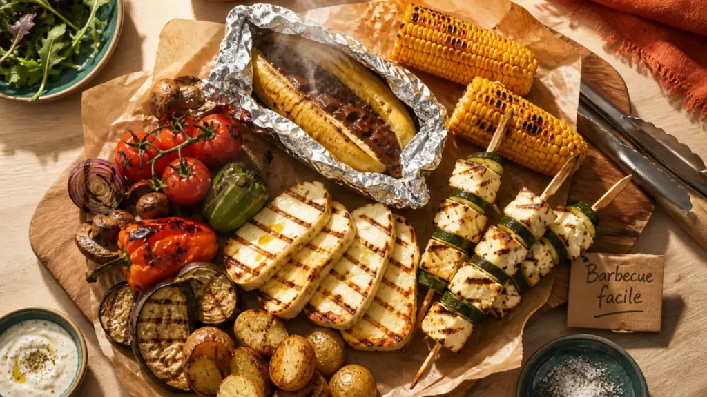 Que faire au barbecue pour changer : halloumi grillé, banane au chocolat et légumes