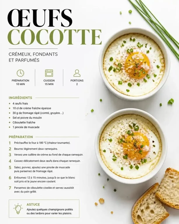 Recettes entrée chaude : œufs cocotte express