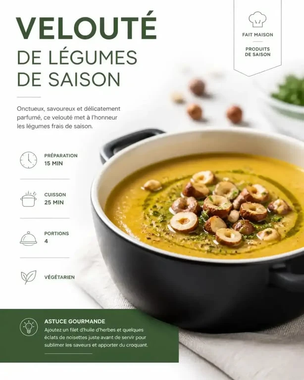 Recettes entrée chaude : velouté de saison chic