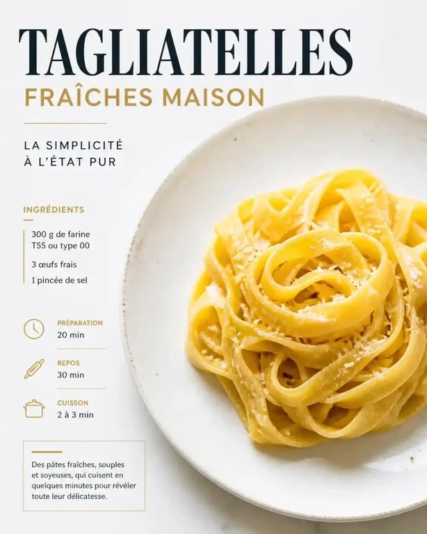 Recette pour pâtes fraiches maison dressées en assiette