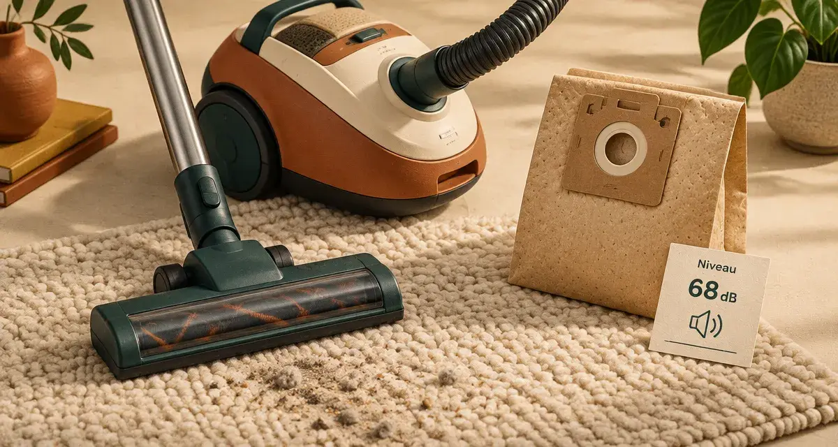 Meilleur aspirateur avec sac silencieux et puissant, aspiration tapis, niveau 68 dB