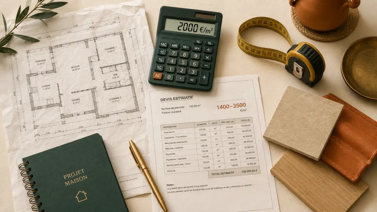 Prix maison neuve m2 : tarif au m² 1400 à 3500