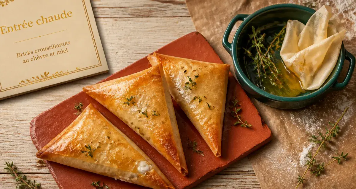 Recettes entrée chaude : bricks chèvre et miel, croustillantes