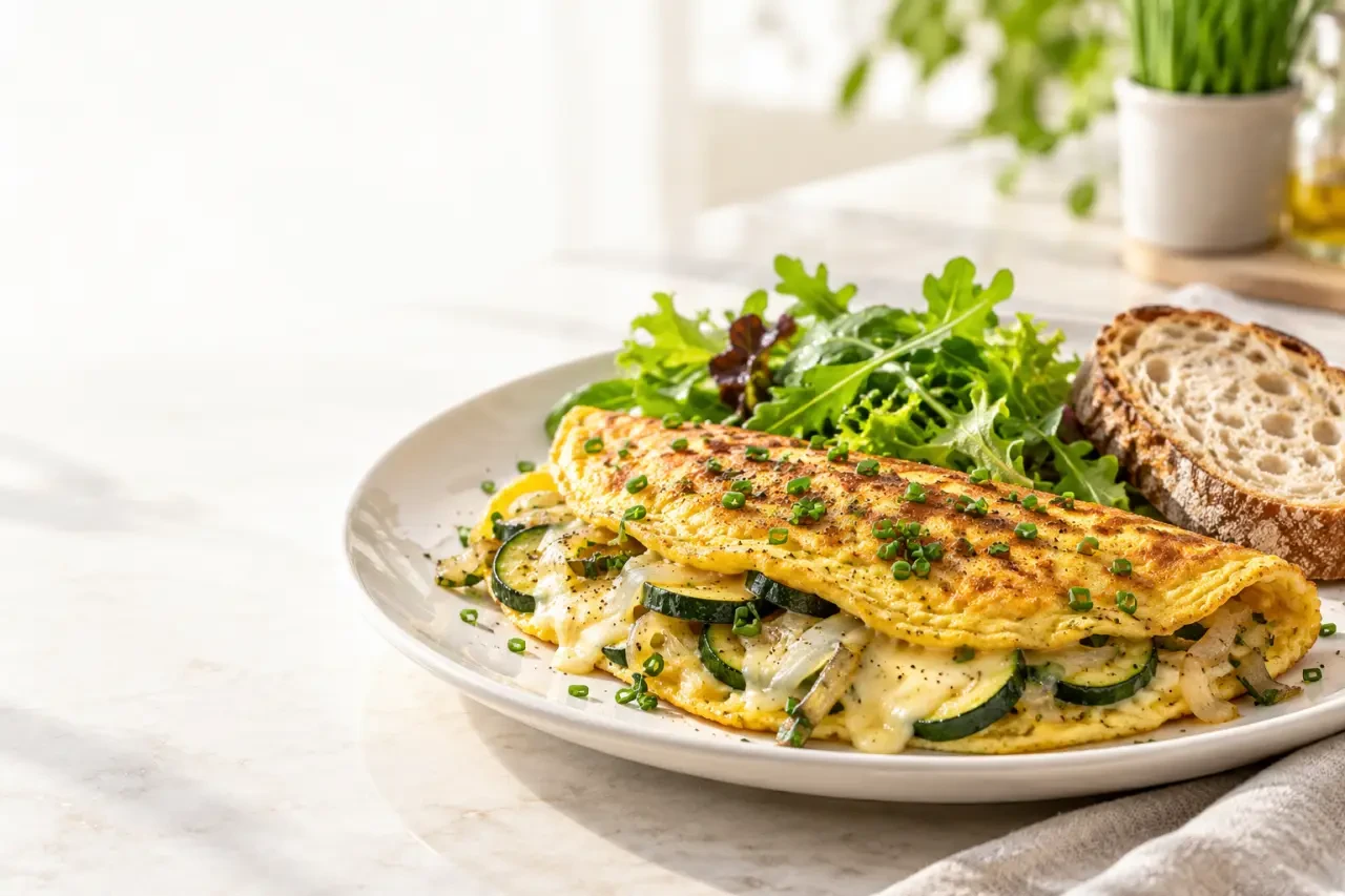 Oeuf recette : omelette fondante aux courgettes et au fromage